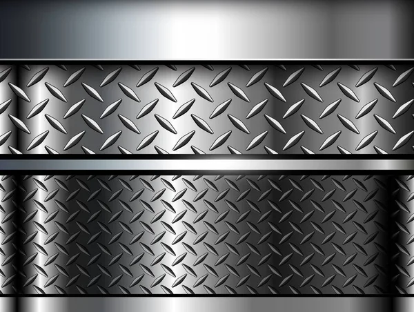 Metalické Stříbrné Pozadí Kov Lesklý Chrom Diamantovou Deskou Textury Vektorové — Stockový vektor