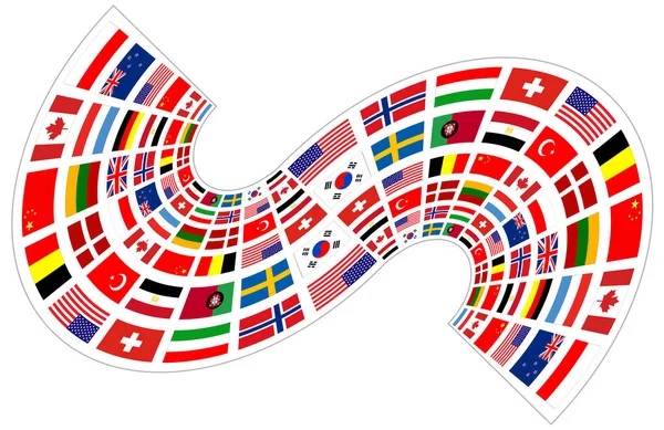 Ikona Biznesu Kształcie Flagi Międzynarodowej Symbol Internatioanl Flagami Białym Logo — Wektor stockowy