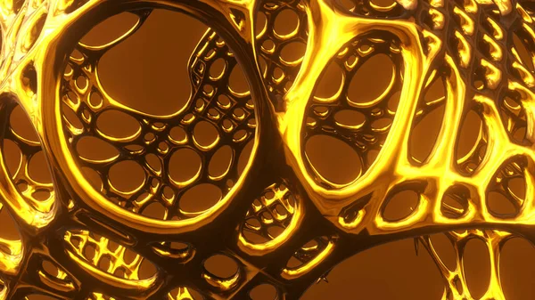 Abstrakcyjne Tło Złota Złote Siatki Abstrakcyjne Kształty Błyszczące Metaliczne Tło — Zdjęcie stockowe