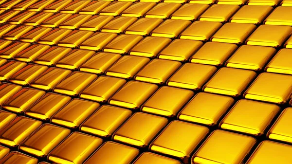 Fundo Tecnologia Dourada Padrão Cubos Metálicos Ouro Moderno Cenário Metal — Fotografia de Stock