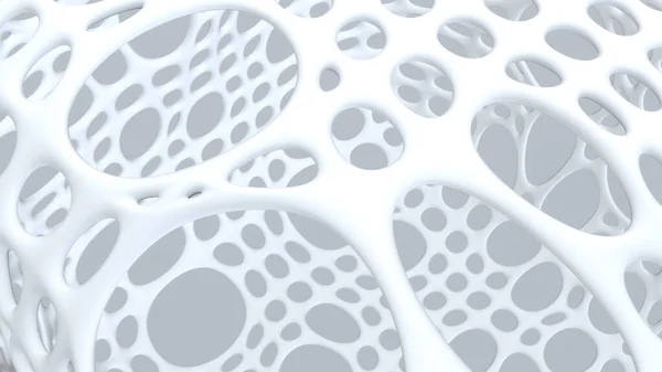 アブストラクト白背景 丸メッシュ抽象形 建築抽象デザイン 3Dレンダリングイラスト — ストック写真