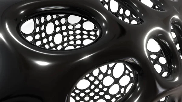 Αφηρημένο Μαύρο Φόντο Κυκλικό Πλέγμα Αφηρημένα Σχήματα Αρχιτεκτονική Αφηρημένη Σχεδίαση — Φωτογραφία Αρχείου