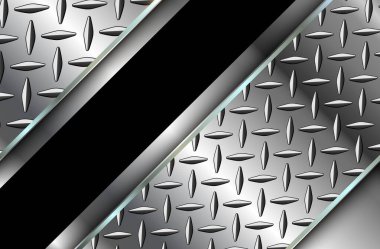 Gümüş cilalı çelik desenli arka plan, pırlanta kaplama desenli parlak siyah krom metalik, 3D vektör parlak metal tasarımı.