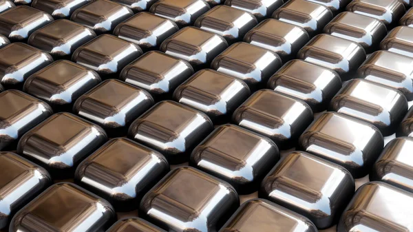 Silver Chrome Metallic Technology Background Metal Squares Pattern Modern Shiny — Stock Photo, Image