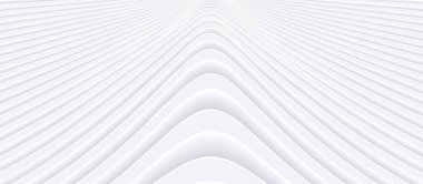 Beyaz çizgili şablon arka planı, 3D çizgiler tasarımı, iş sunumu için soyut simetrik minimal beyaz arkaplan, vektör illüstrasyonu