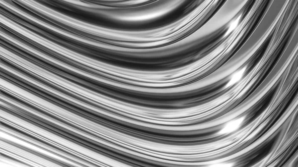 Silver Metallic Background Shiny Chrome Striped Metal Abstract Background Technology — 图库照片