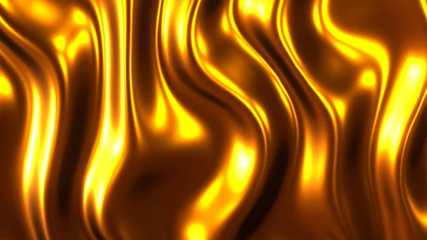 Gold Metallische Wellen Goldglänzend Glänzende Metallwellenmuster Darstellung — Stockfoto