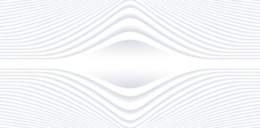 Beyaz çizgili şablon arka planı, 3D çizgiler tasarımı, iş sunumu için soyut simetrik minimal beyaz arkaplan, vektör illüstrasyonu