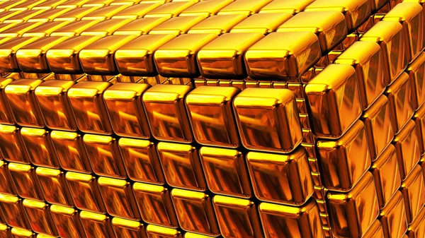 Golden Technology Background Gold Metallic Cubes Pattern Modern Shiny Metal — Stock Photo, Image