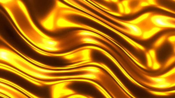 Gold Metallic Waves Shiny Golden Lustrous Metal Wavy Liquid Pattern — Stock Photo, Image
