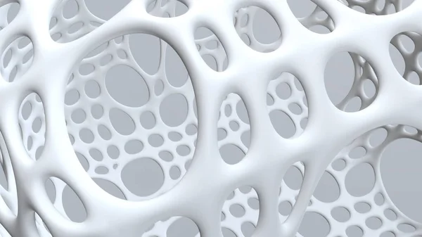 アブストラクト白背景 丸メッシュ抽象形 建築抽象デザイン 3Dレンダリングイラスト — ストック写真
