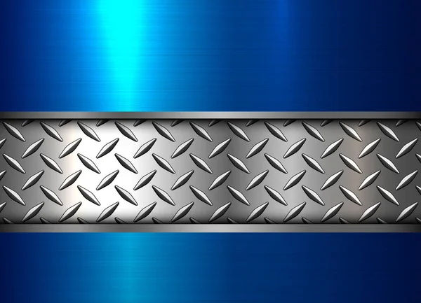 Blue Metal Background Diamond Plate Pattern Technology Design Brushed Metal — Stock Vector
