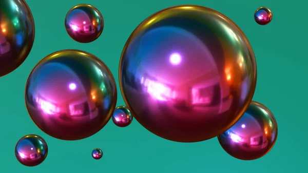 Shiny Colored Balls Abstract Background Purple Blue Metallic Glossy Spheres — Stock Photo, Image
