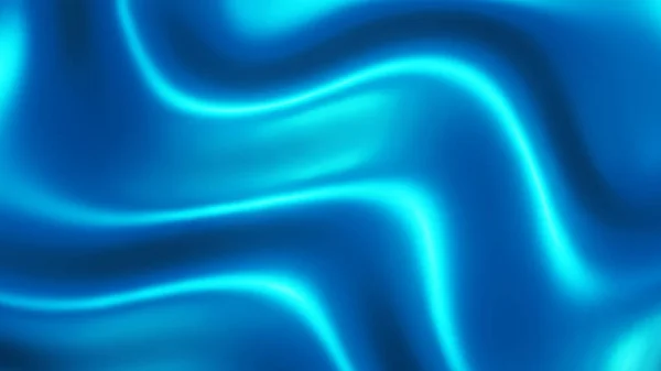 波と青クロム金属テクスチャ 液体金属シルク波状デザイン 3Dレンダリングイラスト — ストック写真