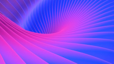 Mor mavi arkaplan çizgileri 3d dalgalı desen, zarif soyut çizgili desen, ilginç spiral mimari arka plan, 3D resimleme.