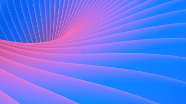 Mor mavi arkaplan çizgileri 3d dalgalı desen, zarif soyut çizgili desen, ilginç spiral mimari arka plan, 3D resimleme.
