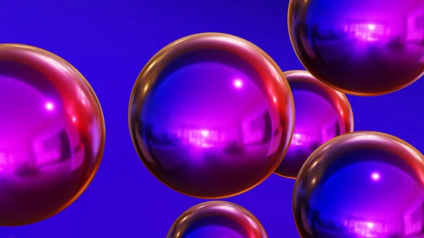 Shiny Colored Balls Abstract Background Purple Blue Metallic Glossy Spheres — Stock Photo, Image