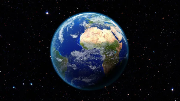 Planeta Terra Sobre Campo Estelar Espaço Profundo Ficção Científica Ficcional — Fotografia de Stock