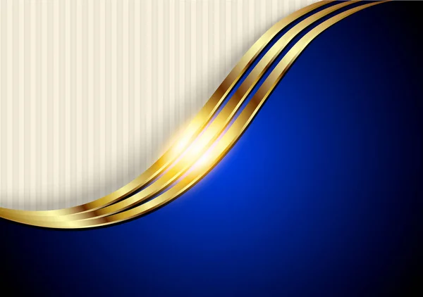 ビジネスエレガントな背景 縞模様のゴールドブルーの金属光沢のある金属波のデザイン ベクトルイラスト — ストックベクタ