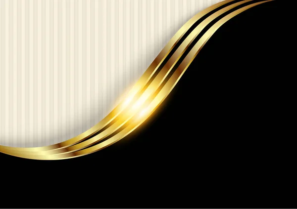 ビジネスエレガントな背景 縞模様の金の黒金属光沢のある金属波のデザイン ベクトルイラスト — ストックベクタ