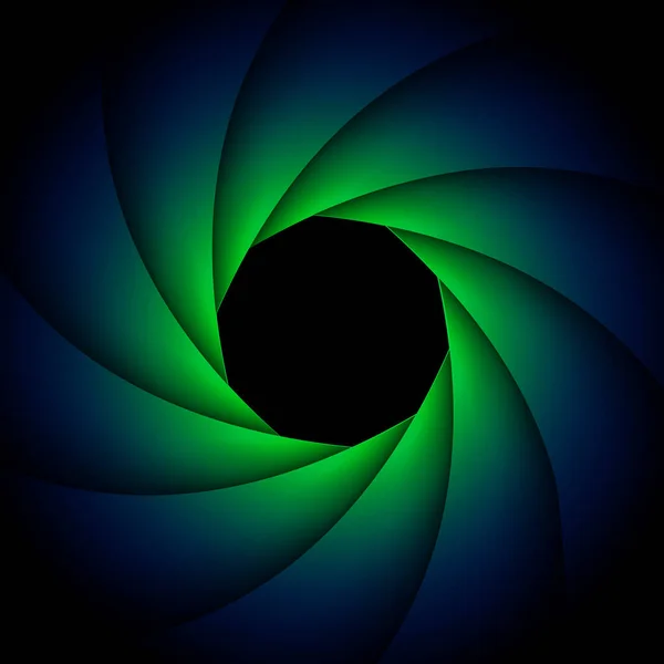 Fond Avec Obturateur Lentille Caméra Élégant Fond Noir Vert Conception — Image vectorielle