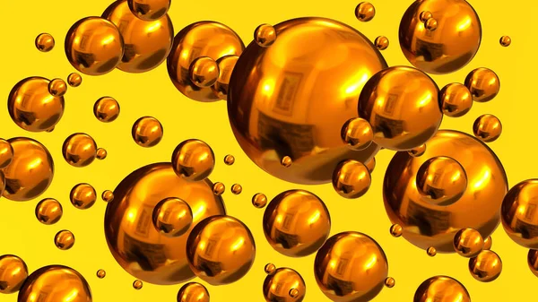 Shiny Colored Balls Abstract Background Gold Metallic Glossy Spheres Desktop — Stockfoto