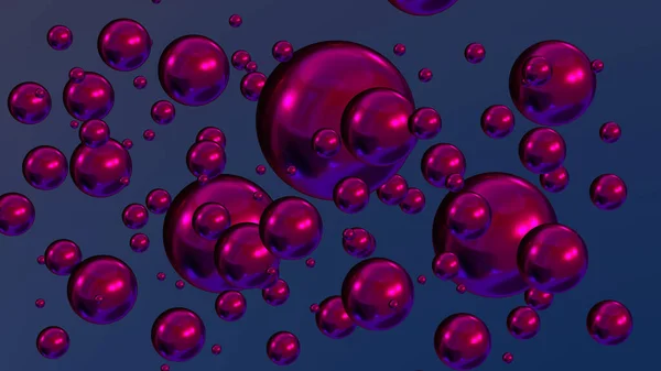 光沢のある色のボール抽象的な背景 デスクトップの壁紙としての3D紫青金属光沢のある球 3Dレンダリングイラスト — ストック写真