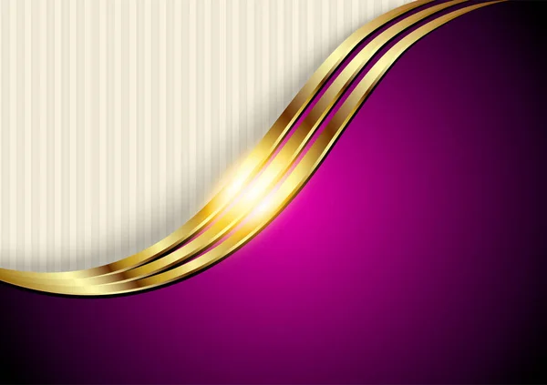 Business Elegant Background Gold Purple Metallic Shiny Metal Waves Design — Stock Vector