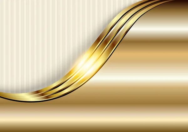 ビジネスエレガントな背景 縞模様の金の金属光沢のある金属波のデザイン ベクトルイラスト — ストックベクタ