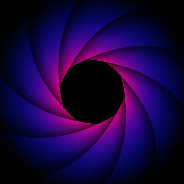 Background Camera Lens Shutter Elegant Purple Blue Shutter Black Background — Διανυσματικό Αρχείο