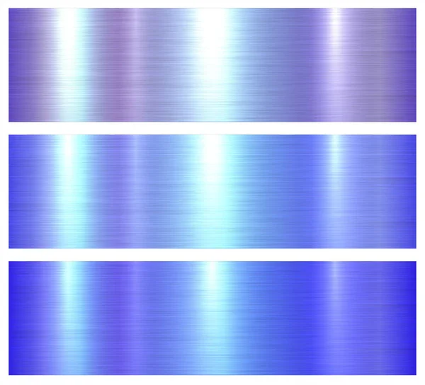 Conjunto Texturas Metal Azul Púrpura Brillantes Fondos Metálicos Lustrosos Ilustración — Vector de stock
