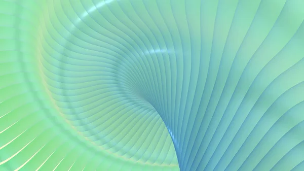 緑の背景縞3D波状パターン エレガントな抽象的な縞模様 興味深いスパイラル建築最小限の背景 3Dレンダリングイラスト — ストック写真