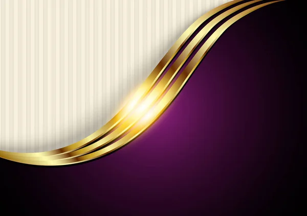 Business Elegant Background Gold Purple Metallic Shiny Metal Waves Design — Stock Vector