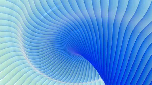 青の背景ストライプ3D波状パターン エレガントな抽象的な縞模様 興味深いスパイラル建築最小限の背景 3Dレンダリングイラスト — ストック写真