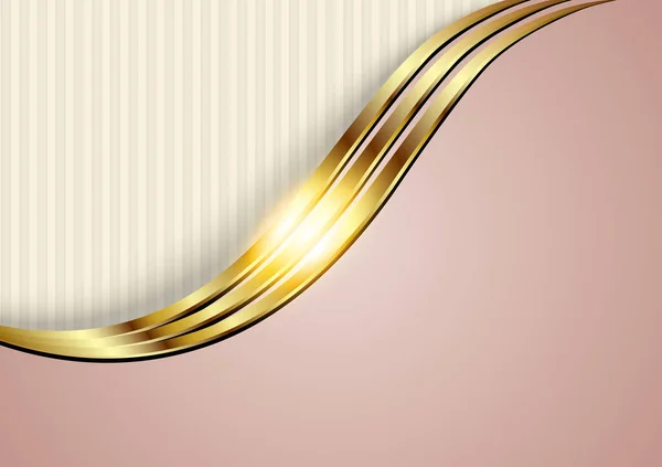 Business Elegant Background Gold Metallic Shiny Metal Waves Design Striped — Stock Vector