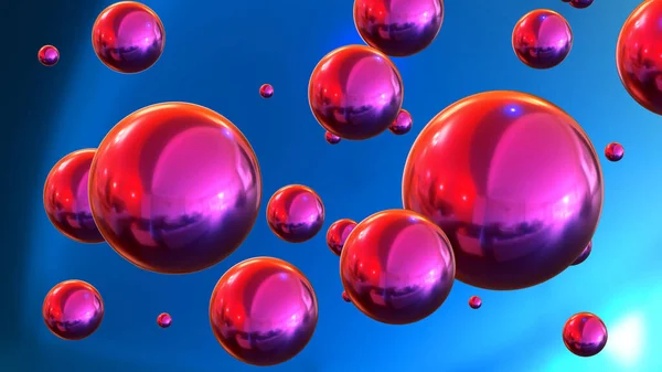 Shiny Colored Balls Abstract Background Purple Blue Metallic Glossy Spheres — 스톡 사진