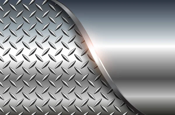 Fundo Metal Brilhante Cromo Metálico Com Diamante Placa Textura Prata —  Vetores de Stock