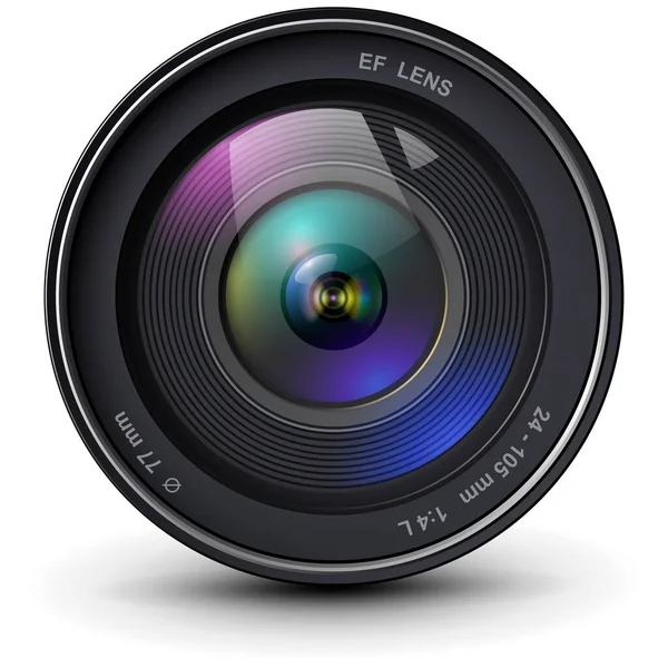 Camera Photo Lens Icon Realistic Illustration — Stock Vector