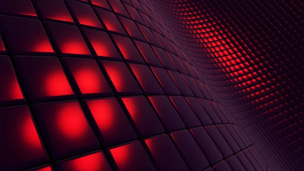 Sfondo Metallizzato Rosso Scuro Motivo Quadrati Metallici Sfondo Geometrico Tecnologia — Foto Stock