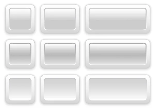 White Gray Rectangular Buttons Rounded Edges Set Vector Illustration — Stock Vector