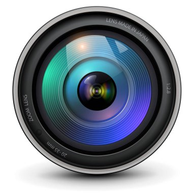 kamera fotoğraf merceği, 3D simge gerçekçi illüstrasyon.