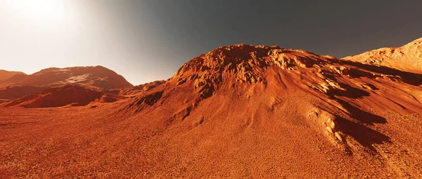 Mars Landskap Återgivning Imaginära Mars Planet Terräng Orange Röd Eroderade — Stockfoto