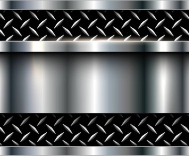 Metal arka plan, elmas plaka desenli parlak krom metalik, gümüş cilalı çelik desenli duvar kağıdı 3d vektör çizimi..