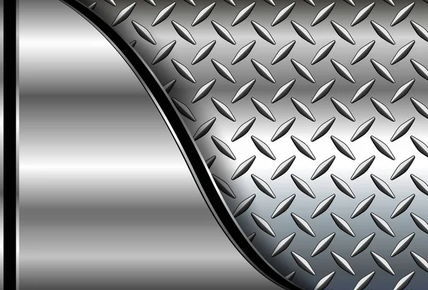 Silber Metall Hintergrund Mit Chrom Glänzenden Diamantplatte Muster Textur Vektorillustration — Stockvektor