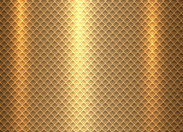 Gold Glänzender Metallischer Hintergrund Mit Quadratischem Lochmuster Vektorillustration — Stockvektor