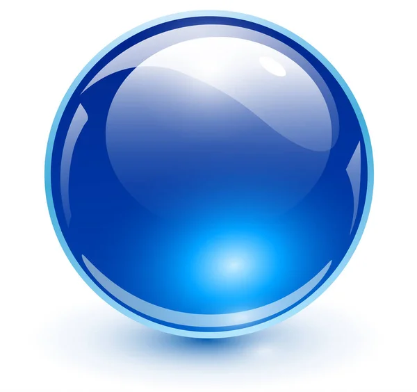 Lesklá Skleněná Koule Modrá Vektorová Transparent Koule — Stockový vektor