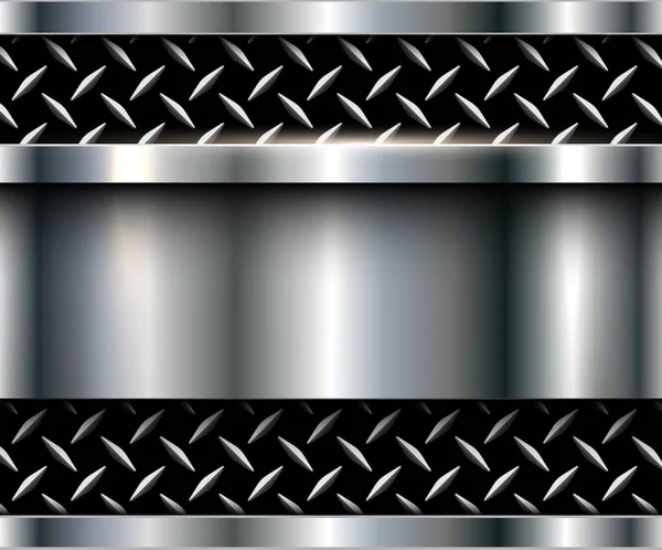 金属の背景光沢のあるクロム金属ダイヤモンドプレートテクスチャ シルバーポリッシュスチールテクスチャ壁紙3Dベクトルイラスト — ストックベクタ