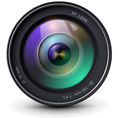 kamera fotoğraf merceği, 3D simge gerçekçi illüstrasyon.