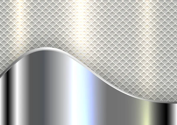 Silbrig Grauer Metallisch Glänzender Hintergrund Mit Quadratischem Lochmuster Vektorillustration — Stockvektor