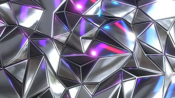Silver Mosaic Background Shiny Metal Polygons Abstract Pattern Triangle Shapes — Stockfoto